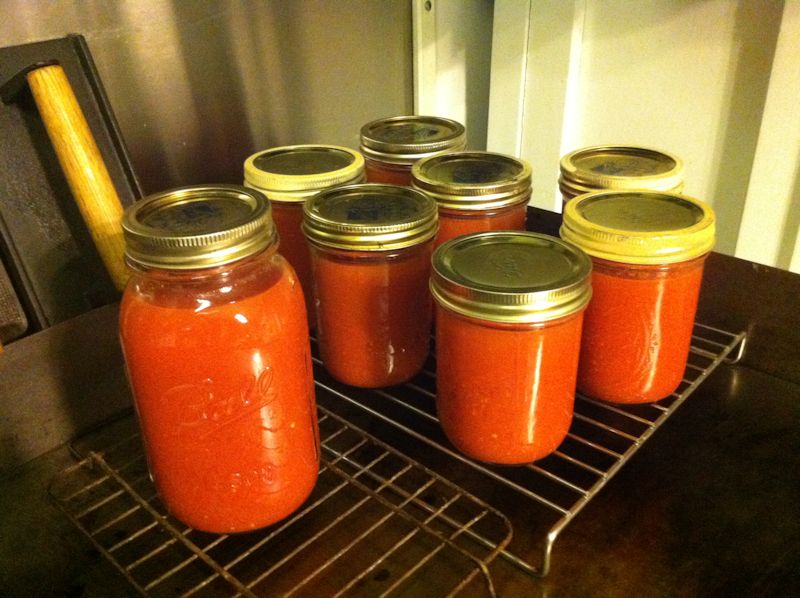 Late summer tomato sauce from end of the season harvest, Twin Gables Bed and Breakfast Inn, Skamokawa, WA